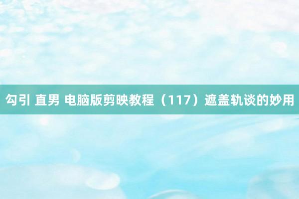 勾引 直男 电脑版剪映教程（117）遮盖轨谈的妙用