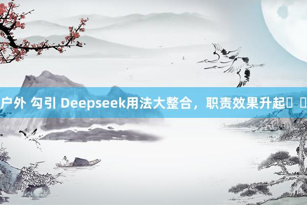 户外 勾引 Deepseek用法大整合，职责效果升起✈️